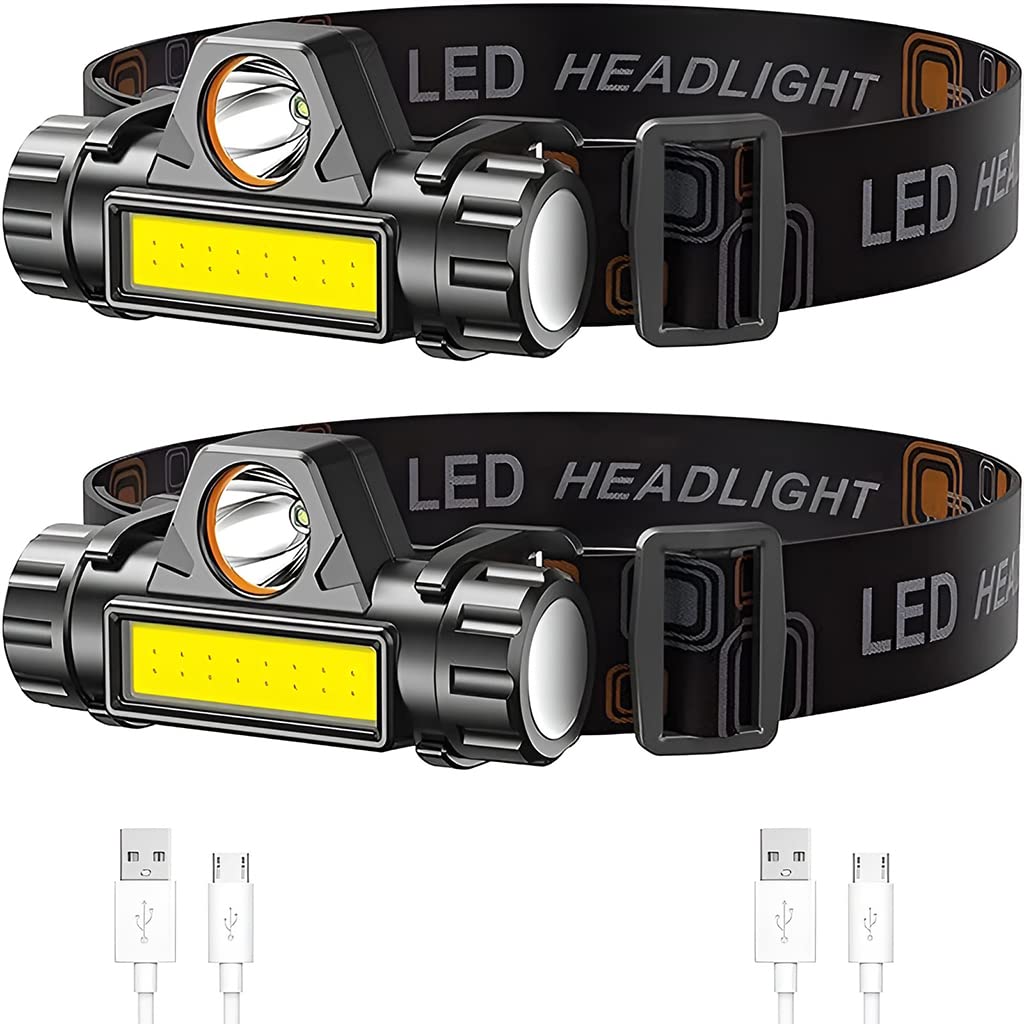 HASTHIP 2Pcs Head Light for Outdoor Camping Fishing Running Hiking, Waterproof Ultra Bright and Zoomable Head Torch, Detachable and Rechargeable Magnetic LED Headlamp with USB Cable HASTHIP 2Pcs Head Light for Outdoor Camping Fishing Running Hiking, Waterproof Ultra Bright and Zoomable Head Torch, Detachable and Rechargeable Magnetic LED Headlamp with USB Cable